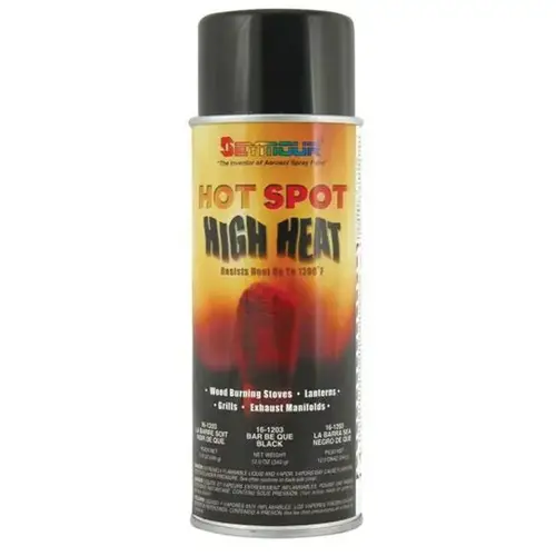 Heat Resistant Spray Paint, 16 fl-oz Aerosol Can, Black, 15 sq-ft Coverage