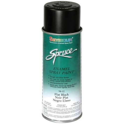 Enamel Spray Paint, 16 fl-oz Aerosol Can, Flat Black, 15 sq-ft Coverage