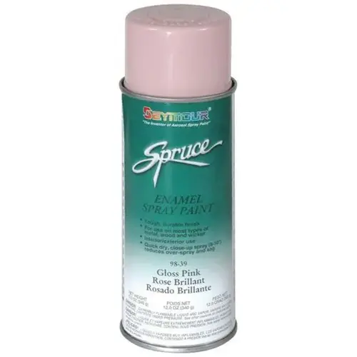 Enamel Spray Paint, 16 fl-oz Aerosol Can, Pink, 15 sq-ft Coverage