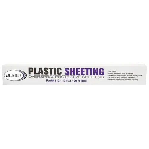 Value Teck 36112N 112 Sheeting, 12 ft W x 400 ft L, Plastic