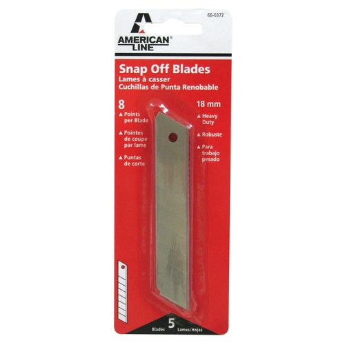American Safety Razor 66-0372-0000 8 Pt./18MM Snap Off Blades - 5 Pack