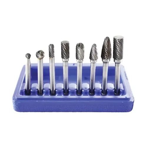 8-Piece Rotary Burr Set, Carbide, Use With: