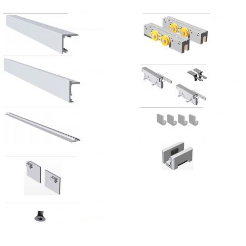 290/295 Series Brushed Stainless Anodized Ceiling Mount Sliding Door Kit