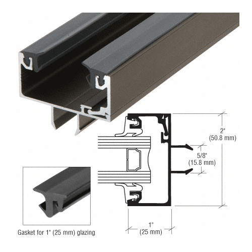 Bronze Anodized Vertical Transom Sash for 1" Glass - 24' Stock Length