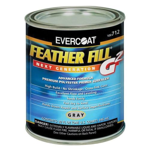 EVERCOAT 713 Feather Fill G2 High-Build Polyester Primer Surfacer – 1 Gallon, Gray, With Hardener