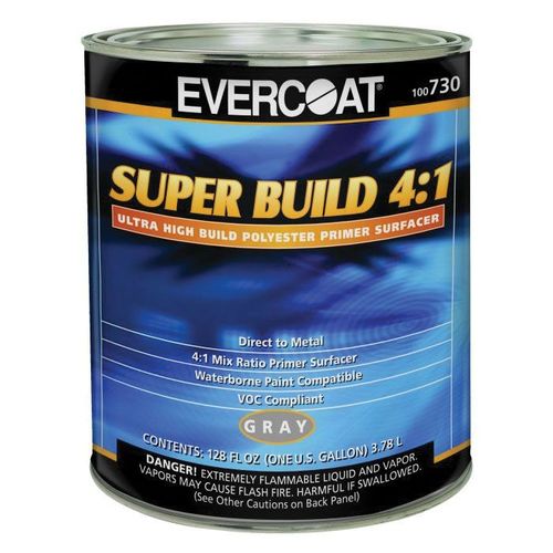 Evercoat 100730 Super Build Polyester Primer, 1 gal Round Can, Gray, 4:1 Mixing, 1200 sq-ft/gal Coverage