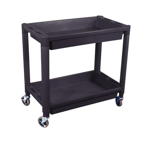 Heavy Duty Plastic 2 Shelf Utility Cart-Black