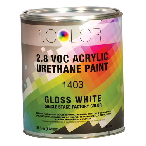 iColor ICO.1403-1 1403-1 1400 1-Stage Acrylic Urethane Paint, 1 gal, White, 4:1:1 Mixing, 850 sq-ft/gal at 1 dry mil Coverage