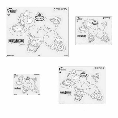 Boneheadz Series Freehand Airbrush Template Set, Mylar, Transparent
