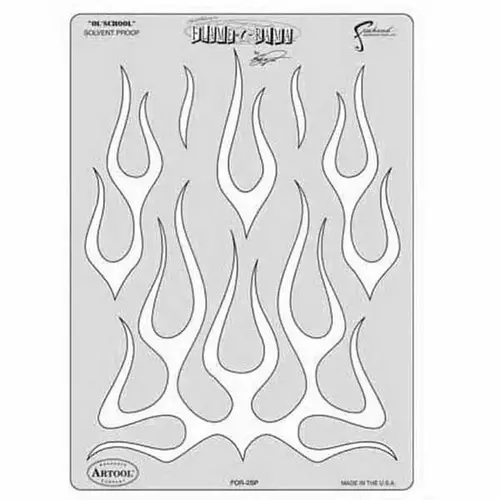 Flame-O-Rama Series Ol' School Freehand Airbrush Template, 10 in L x 7-1/2 in W Transparent