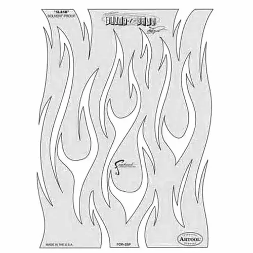 Flame-O-Rama Series Slash Freehand Airbrush Template, 10 in L x 7-1/2 in W Transparent