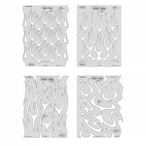 Flame-O-Rama Series Freehand Airbrush Template Set, Mylar, Transparent
