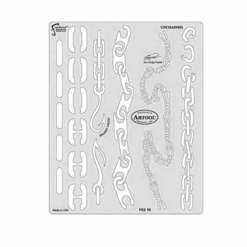FX3 Series Unchained Freehand Airbrush Template, 10 in L x 8 in W
