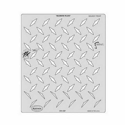 Kustom FX Series Diamond-Plate Freehand Airbrush Template, 9 in L x 8 in W Transparent