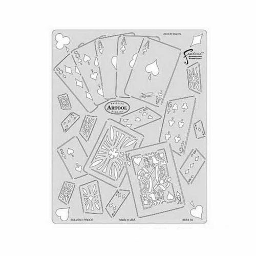 Kustom Kulture FX Series Aces N' Eights Freehand Airbrush Template, 10 in L x 8 in W Transparent