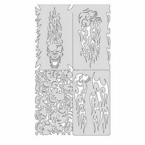 Skullophenia Nano Series Freehand Airbrush Template Set, Mylar, Transparent