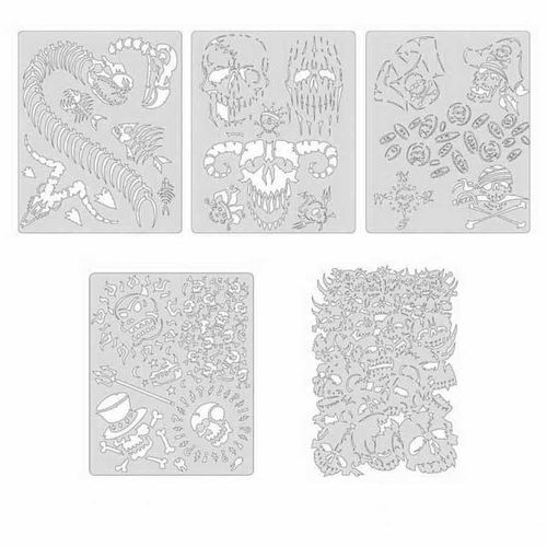 SP Curse of Skullmaster Series Freehand Airbrush Template Set, Mylar, Transparent