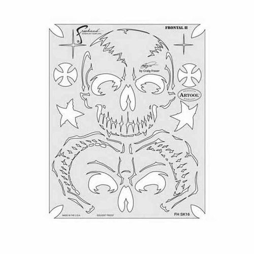 ANEST IWATA FH-SK16 SP Return of Skullmaster Series Frontal II Freehand Airbrush Template, 10 in L x 8 in W Transparent