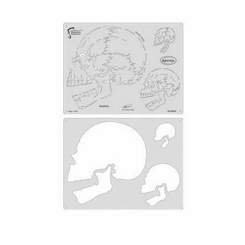 Horror of Skullmaster Series Profile Freehand Airbrush Template, 8 in L x 10-1/2 in W Transparent