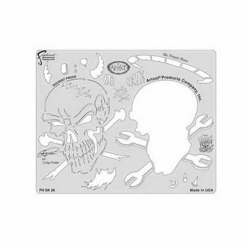 ANEST IWATA FH-SK26 Wrath of Skullmaster Series Mr. Potato Bonz Freehand Airbrush Template, 8 in L x 10 in W Transparent