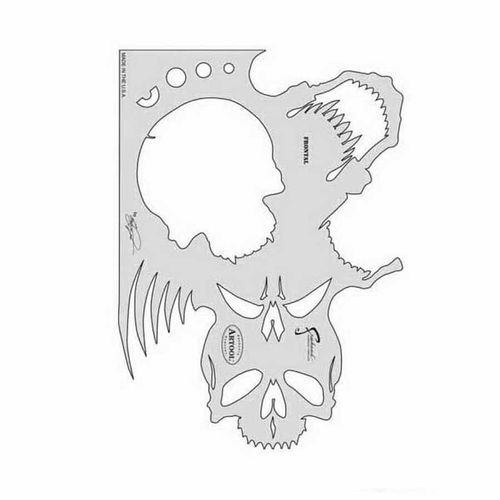 ANEST IWATA FH-SK2SP Skullmaster Series The Frontal Freehand Airbrush Template, 9-1/2 in L x 7 in W Transparent