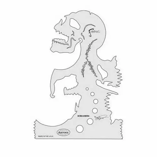 Skullmaster Series Screaming Freehand Airbrush Template, 8-3/4 in L x 6 in W Transparent