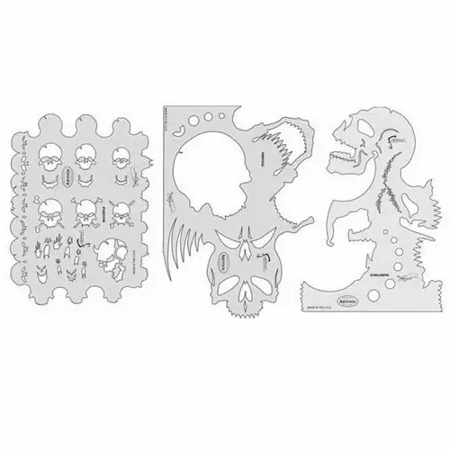 Skullmaster Series Freehand Airbrush Template Set, Mylar, Transparent