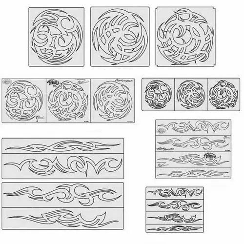 Tribal Master Series Freehand Airbrush Template Set, Mylar, Transparent