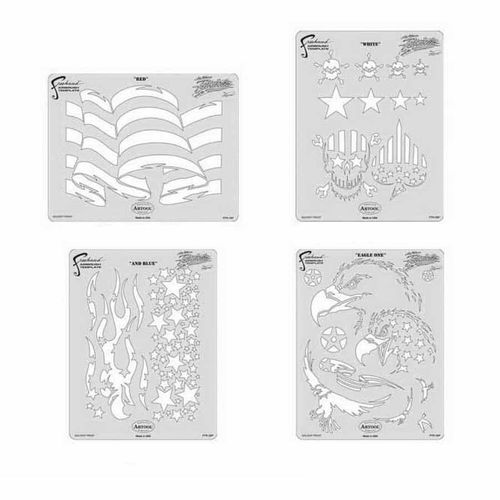 Patriotica Series Freehand Airbrush Template Set, Mylar, Transparent