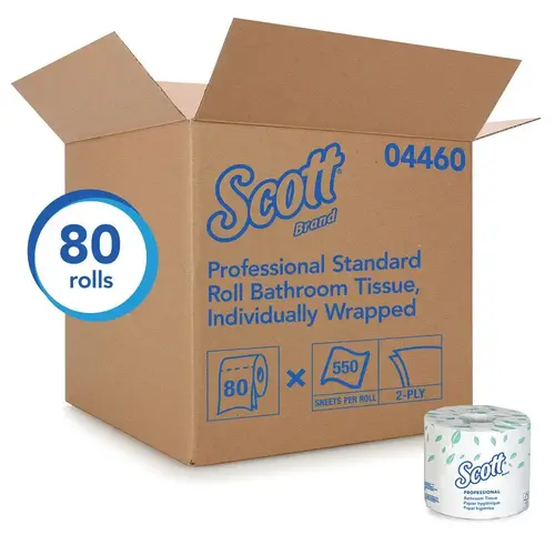 SCOTT 4460 0 Standard Essential Toilet Paper Roll, 4.1 x 4 in, 2 Plys White