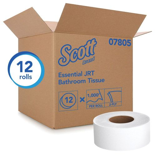 SCOTT 7805 0 Standard Jumbo Essential Toilet Paper Roll, 1000 ft x 3.55 in, 2 Plys