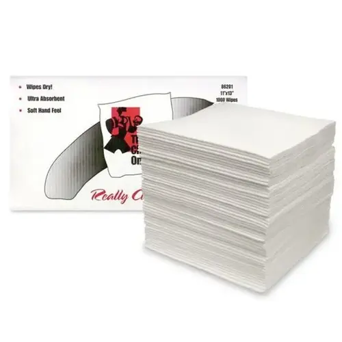 MDI 86201 All Purpose 1/4 Fold Flat Cleaning Wipes, 1000, 13 in L x 11 in W, DRC, White
