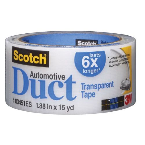 ES Series Non-Reflective Automotive Duct Tape, 15 yd x 1.88 in, Clear