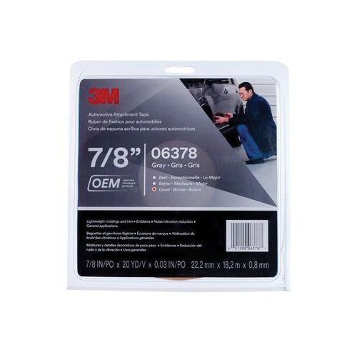 Automotive Attachment Tape, 20 yd x 7/8 in, 0.76 mm THK, Gray