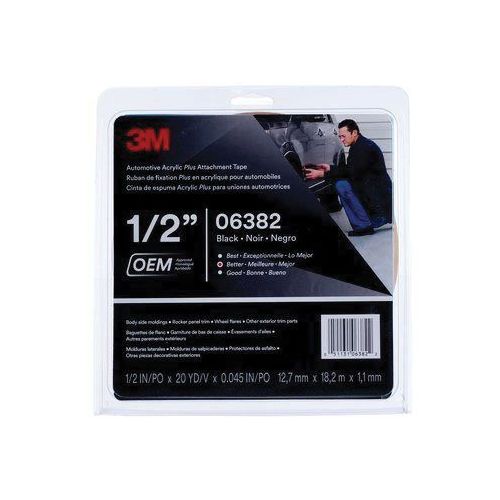 Automotive Attachment Tape, 20 yd x 1/2 in, 0.045 in THK, Black