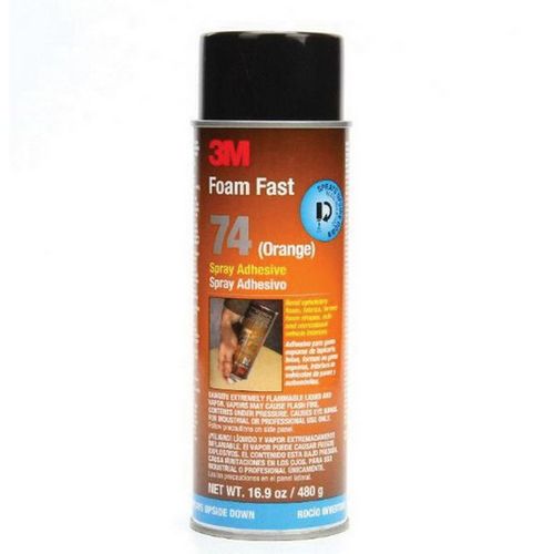 74 Series Foam Fast Spray Adhesive, 24 oz Aerosol Can, Foam, Orange, 15 min Curing