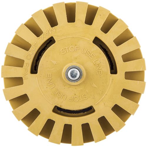 RSG 91380 Premium Eraser Wheel, 4 in Dia x 1 in THK Wheel, 5/16 in - 24 TPI Arbor/Shank, Tan