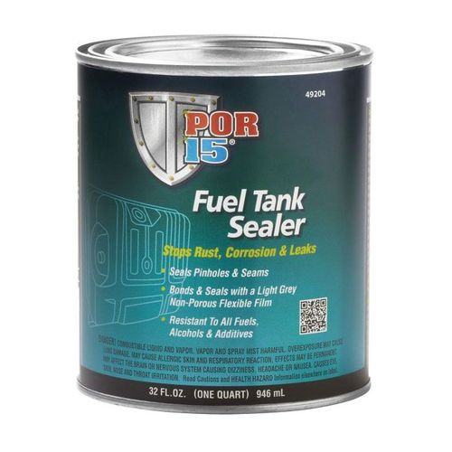 POR-15 49204 Fuel Tank Sealer, 1 qt Can, Semi-Transparent Silver, 250 to 450 sq-ft/gal Coverage, 96 hr Curing
