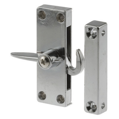 Chrome Sliding Screen Door Latch and Strike with 2-1/4" Screw Holes