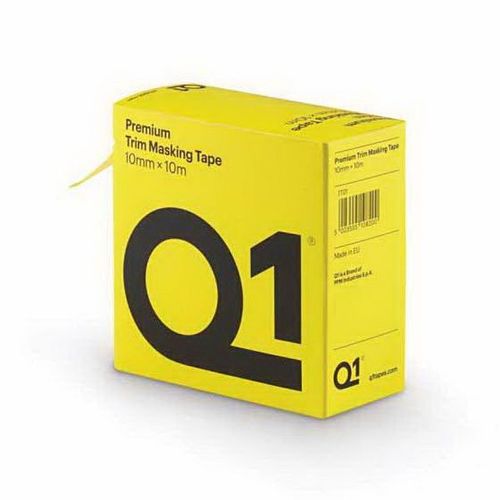 Q1 TT01 Premium Self-Adhesive Trim Masking Tape, 10 m, 10 mm THK, Sun Yellow