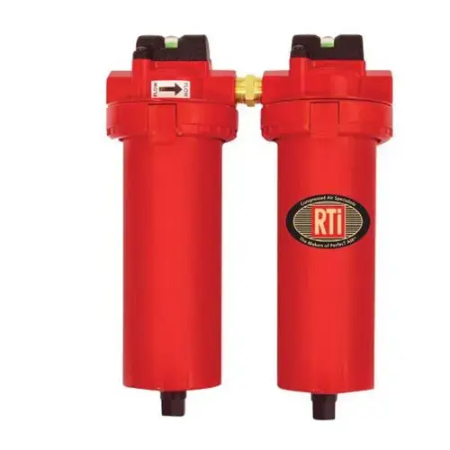 2-Stage Air Filter, 1/2 in Inlet/Outlet, 60 scfm Maximum, 0.01 um, 125 deg F Maximum