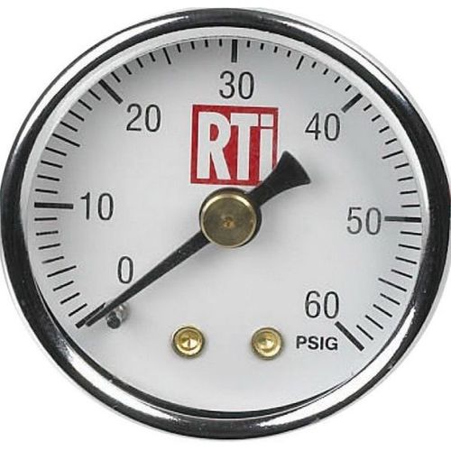 RTi PG-060-15C Pressure Gauge, 1-1/2 in Dia, 0 to 60 psi, Use With: MR-1 Mini Paint Gun Regulators