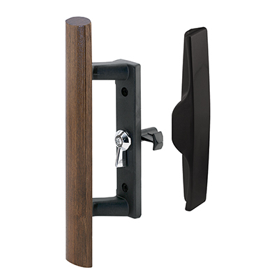 Wood/Black Internal Lock Handle Set 3-1/2" Screw Holes