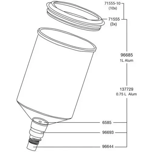 Nipple, Use With: 1/2 to 1 L QCC Aluminum Cup