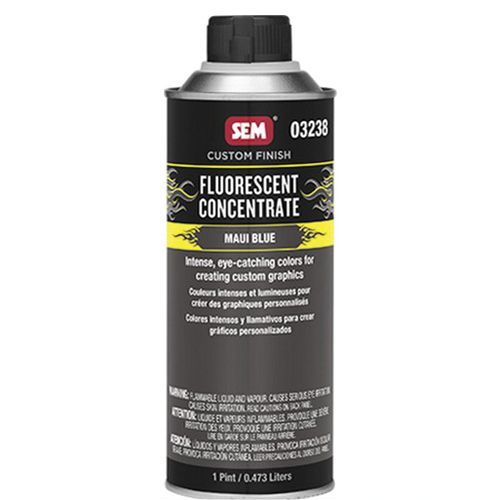 SEM 03238 Custom Finish Fluorescent Concentrate, 1 pt Aerosol Can, Maui Blue, 4:1 and 1:1 Mixing