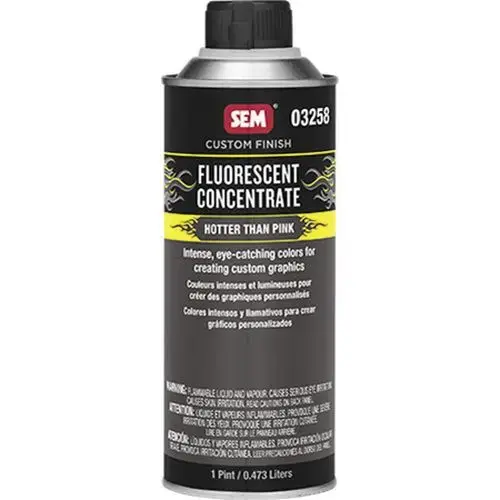 SEM 3258 Custom Finish Fluorescent Concentrate, 1 pt Aerosol Can, Hotter Than Pink, 4:1 and 1:1 Mixing