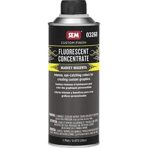 SEM 3268 Custom Finish Fluorescent Concentrate, 1 pt Aerosol Can, Marvey Magenta, 4:1 and 1:1 Mixing