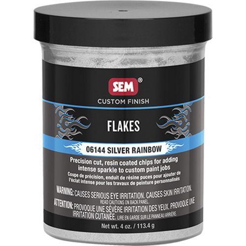 SEM 06144 Flakes, 4 oz Jar, Silver Rainbow, Solid