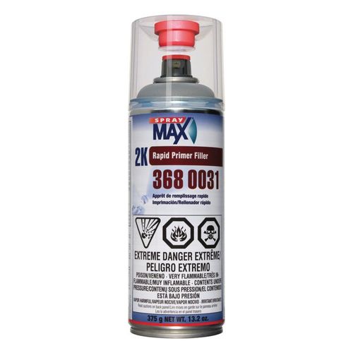 SprayMax, Peter Kwansy, Inc 3680031 Universal 2K Rapid Primer Filler, Gray, 5.4 to 8.1 sq-ft Coverage, 1 hr Dry Curing