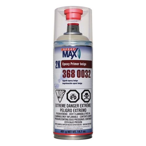 SprayMax, Peter Kwansy, Inc 3680032 Universal 2K Epoxy Primer Filler, Beige, 8.1 to 1.2 sq-ft Coverage, 12 hr Dry Curing